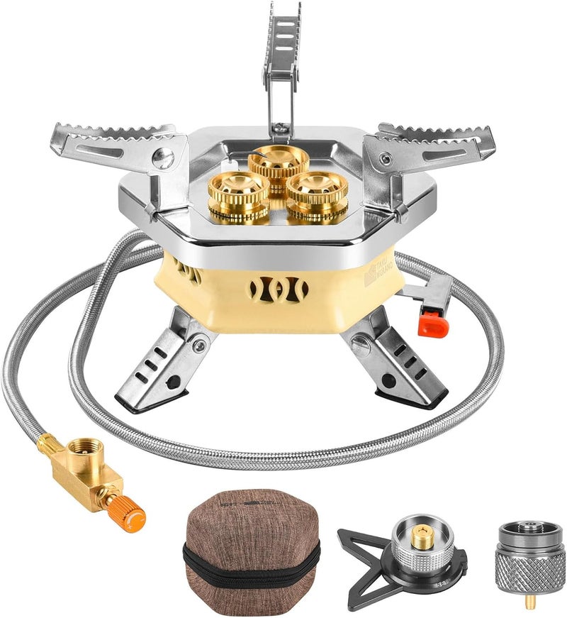 Facitsolvit 11800W Portable Windproof Camping Stove Lightweight Camp Stove Collapsible Backpacking Stove with EVA Box for Outdoor Camping Cooking Hiking and Picnic, white - Image 1